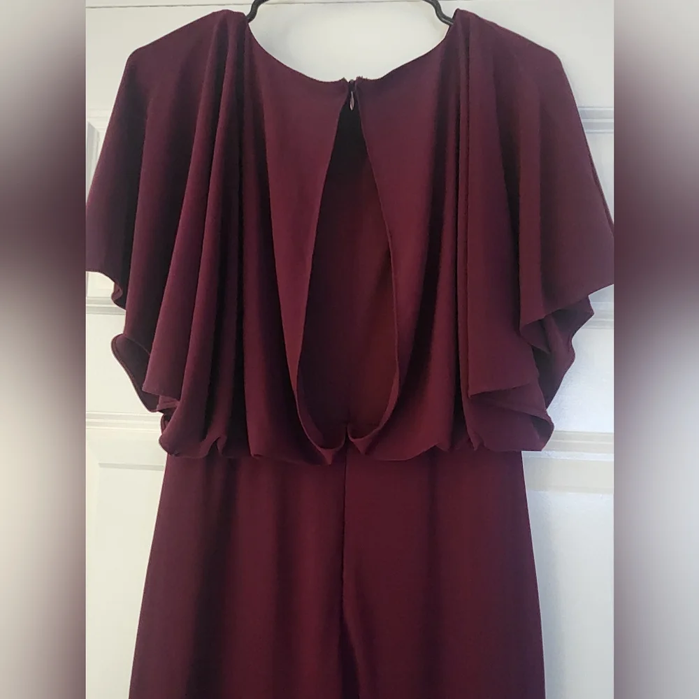 BHLDN Wine Color Lena Boudreaux Flutter Sleeve Dress Size 6.